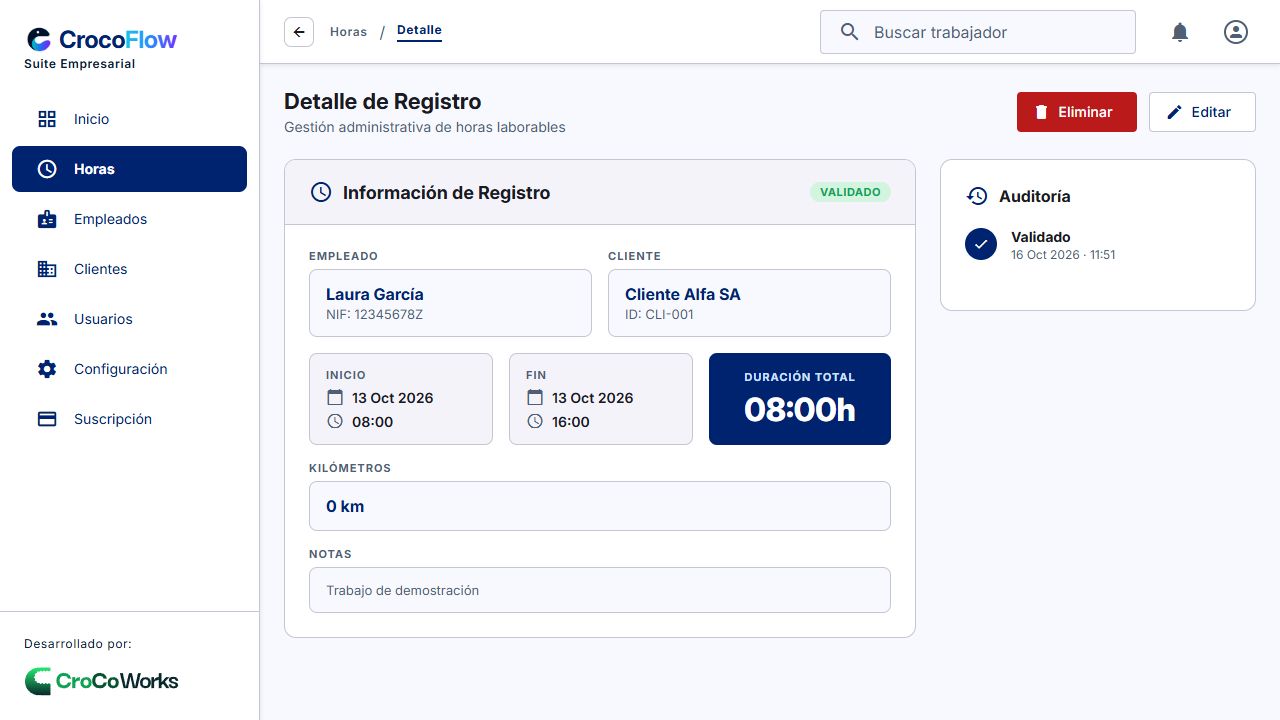 Registro validado y cambio de estado